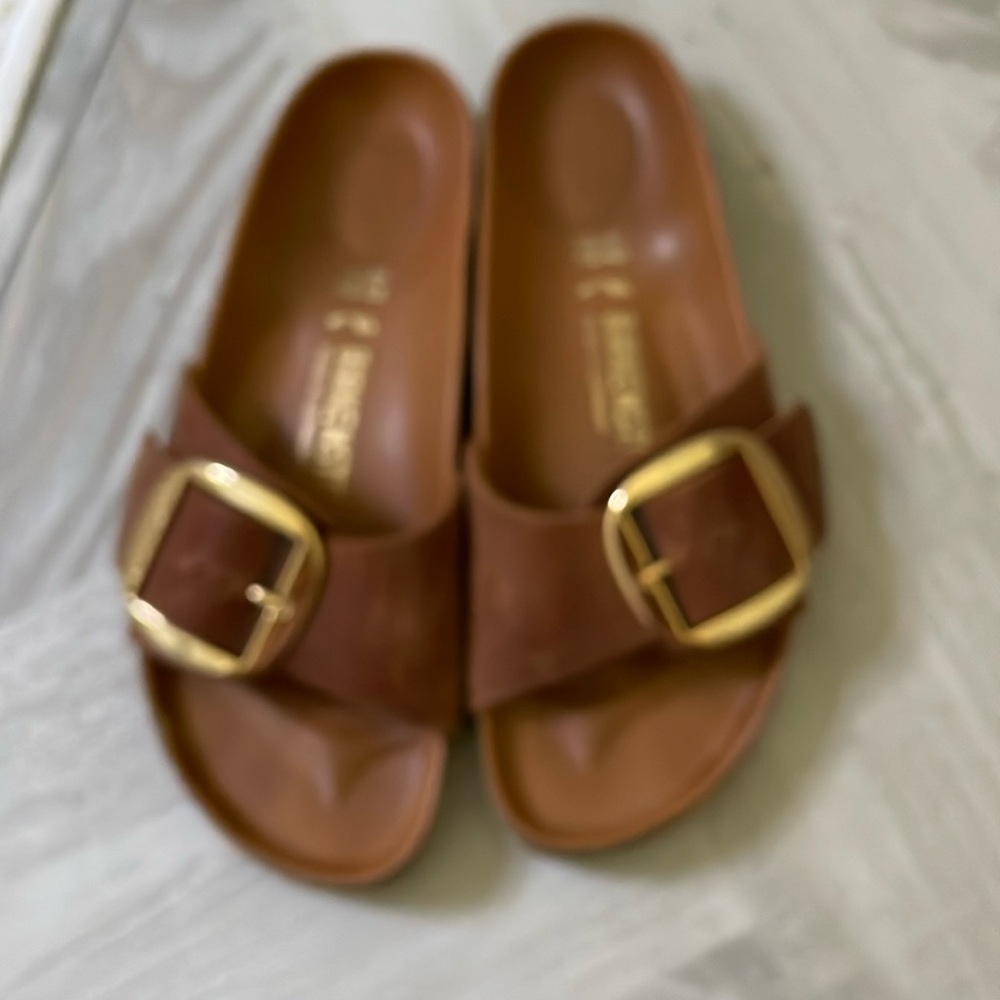Brown Sandals with Gold Buckle